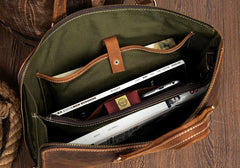 Brown Leather Mens 13 inches Briefcase Laptop Side Bag Business Bags Work Bags for Men - iwalletsmen