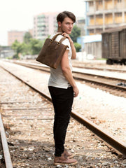 Brown Leather Mens 13 inches Briefcase Laptop Side Bag Business Bags Work Bags for Men - iwalletsmen