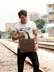 Brown Leather Mens 13 inches Briefcase Laptop Side Bag Business Bags Work Bags for Men - iwalletsmen