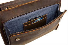 Leather Mens 14 inches Brown Briefcase Laptop Bag Business Bags Work Bags for Men - iwalletsmen