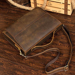 Leather Mens 14 inches Brown Briefcase Laptop Bag Business Bags Work Bags for Men - iwalletsmen