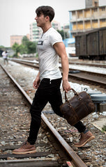 Brown Leather Mens 14 inches Briefcase Laptop Bag Navy Business Bags Work Bag for Men - iwalletsmen