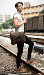 Brown Leather Mens 14 inches Briefcase Laptop Bag Navy Business Bags Work Bag for Men - iwalletsmen