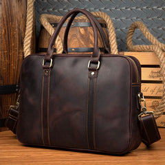 Brown Leather Mens 14 inches Briefcase Laptop Bag Navy Business Bags Work Bag for Men - iwalletsmen