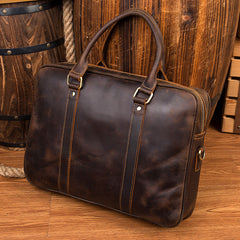 Brown Leather Mens 14 inches Briefcase Laptop Bag Navy Business Bags Work Bag for Men - iwalletsmen