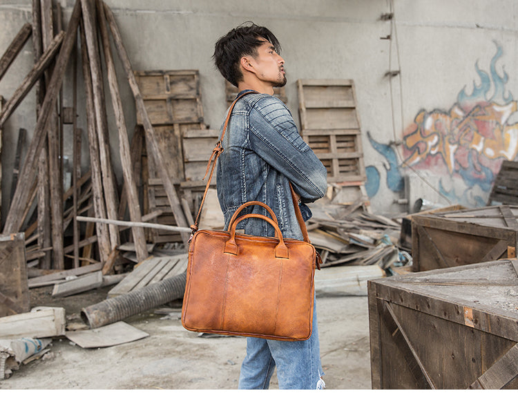 Vintage Brown Leather Briefcase