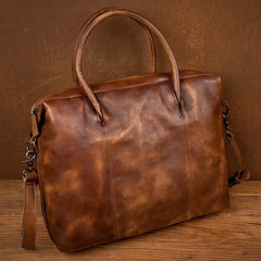 Brown Leather Mens 15 inches Briefcase Laptop Bag Business Handbag Work Bag for Men - iwalletsmen