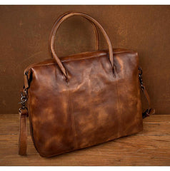 Brown Leather Mens 15 inches Briefcase Laptop Bag Business Handbag Work Bag for Men - iwalletsmen