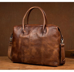 Brown Leather Mens 15 inches Briefcase Laptop Bag Business Handbag Work Bag for Men - iwalletsmen