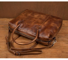Brown Leather Mens 15 inches Briefcase Laptop Bag Business Handbag Work Bag for Men - iwalletsmen