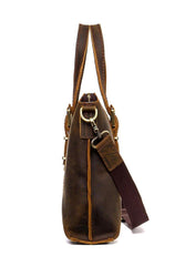 Vintage Brown Leather Mens 15 inches Briefcase Laptop Bag Business Bags Work Bags for Men - iwalletsmen