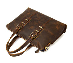 Vintage Brown Leather Mens 15 inches Briefcase Laptop Bag Business Bags Work Bags for Men - iwalletsmen