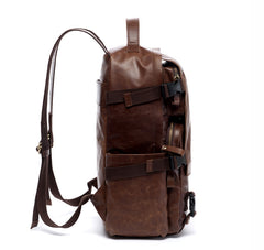 Brown Leather Mens 15 inches Cool Backpack Travel Backpack School Backpack for men - iwalletsmen