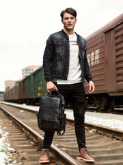 Brown Leather Mens 15 inches Cool Backpack Travel Backpack School Backpack for men - iwalletsmen