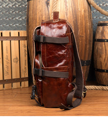 Brown Leather Mens 15 inches Cool Backpack Travel Backpack School Backpack for men - iwalletsmen