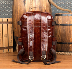 Brown Leather Mens 15 inches Cool Backpack Travel Backpack School Backpack for men - iwalletsmen
