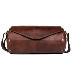 Cool Brown Leather Mens Bucket Courier Bag Side Bag Brown Postman Bag Messenger Bag For Men - iwalletsmen