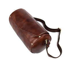 Cool Brown Leather Mens Bucket Courier Bag Side Bag Brown Postman Bag Messenger Bag For Men - iwalletsmen