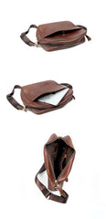 Brown Leather Mens 8 inches Courier Bag Messenger Bag Small Postman Bag For Men - iwalletsmen