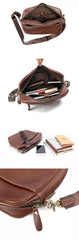 Brown Leather Mens 8 inches Courier Bag Messenger Bag Small Postman Bag For Men - iwalletsmen