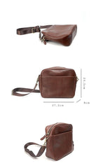 Brown Leather Mens 8 inches Courier Bag Messenger Bag Small Postman Bag For Men - iwalletsmen