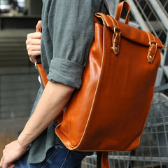 Brown Leather Mens Backpack Travel Backpacks Laptop Backpack for men - iwalletsmen