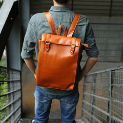 Brown Leather Mens Backpack Travel Backpacks Laptop Backpack for men - iwalletsmen