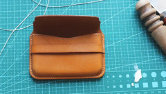 Brown Leather Mens Card Wallet Front Pocket Wallets Cool Small Change Wallet for Men - iwalletsmen