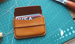 Brown Leather Mens Card Wallet Front Pocket Wallets Cool Small Change Wallet for Men - iwalletsmen