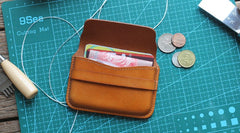 Brown Leather Mens Card Wallet Front Pocket Wallets Cool Small Change Wallet for Men - iwalletsmen