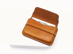 Brown Leather Mens Card Wallet Front Pocket Wallets Cool Small Change Wallet for Men - iwalletsmen