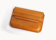 Brown Leather Mens Card Wallet Front Pocket Wallets Cool Small Change Wallet for Men - iwalletsmen