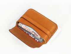 Brown Leather Mens Card Wallet Front Pocket Wallets Cool Small Change Wallet for Men - iwalletsmen