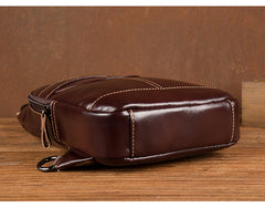 Brown Leather Mens Cool Sling Bags Yellow Brown Crossbody Packs Chest Bag for menest Bag for men - iwalletsmen