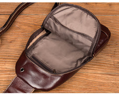 Brown Leather Mens Cool Sling Bags Yellow Brown Crossbody Packs Chest Bag for menest Bag for men - iwalletsmen