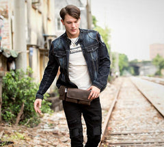 Brown Leather Mens Fanny Pack Waist Bag Hip Pack Light Brown Belt Bag Bumbag for Men - iwalletsmen