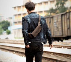 Brown Leather Mens Fanny Pack Waist Bag Hip Pack Light Brown Belt Bag Bumbag for Men - iwalletsmen