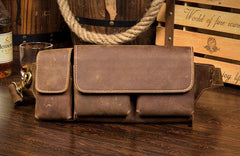 Brown Leather Mens Fanny Pack Waist Bag Hip Pack Light Brown Belt Bag Bumbag for Men - iwalletsmen