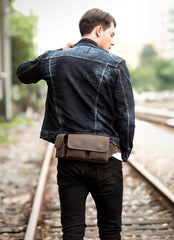 Brown Leather Mens Fanny Pack Waist Bag Hip Pack Light Brown Belt Bag Bumbag for Men - iwalletsmen