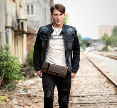 Brown Leather Mens Fanny Pack Waist Bag Hip Pack Light Brown Belt Bag Bumbag for Men - iwalletsmen