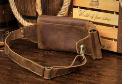 Brown Leather Mens Fanny Pack Waist Bag Hip Pack Light Brown Belt Bag Bumbag for Men - iwalletsmen