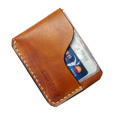 Brown Leather Mens Slim Front Pocket Wallets Leather Cards Wallet for Men - iwalletsmen