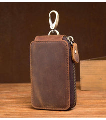 Brown Leather Mens Small Car Key Wallet Key Holders Car Key Holder For Men - iwalletsmen
