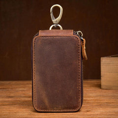 Brown Leather Mens Small Car Key Wallet Key Holders Car Key Holder For Men - iwalletsmen