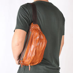 Brown MENS Suede 8 inches Black LEATHER FANNY PACK Chest Bag WAIST BAGS For Men - iwalletsmen