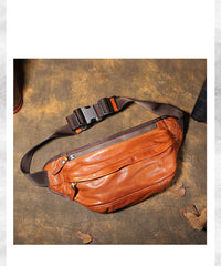 Brown MENS Suede 8 inches Black LEATHER FANNY PACK Chest Bag WAIST BAGS For Men - iwalletsmen