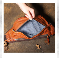Brown MENS Suede 8 inches Black LEATHER FANNY PACK Chest Bag WAIST BAGS For Men - iwalletsmen