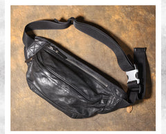 Brown MENS Suede 8 inches Black LEATHER FANNY PACK Chest Bag WAIST BAGS For Men - iwalletsmen