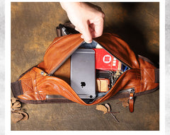 Brown MENS Suede 8 inches Black LEATHER FANNY PACK Chest Bag WAIST BAGS For Men - iwalletsmen