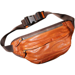 Brown MENS Suede 8 inches Black LEATHER FANNY PACK Chest Bag WAIST BAGS For Men - iwalletsmen